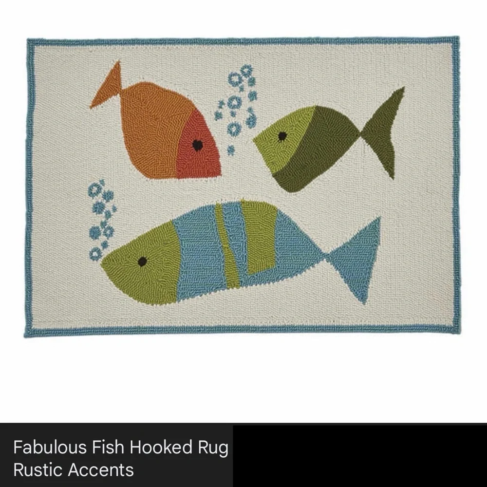 Park Designs Fabulous Fish Hooked Rug - Multicolor Fish Design 24” x 36”